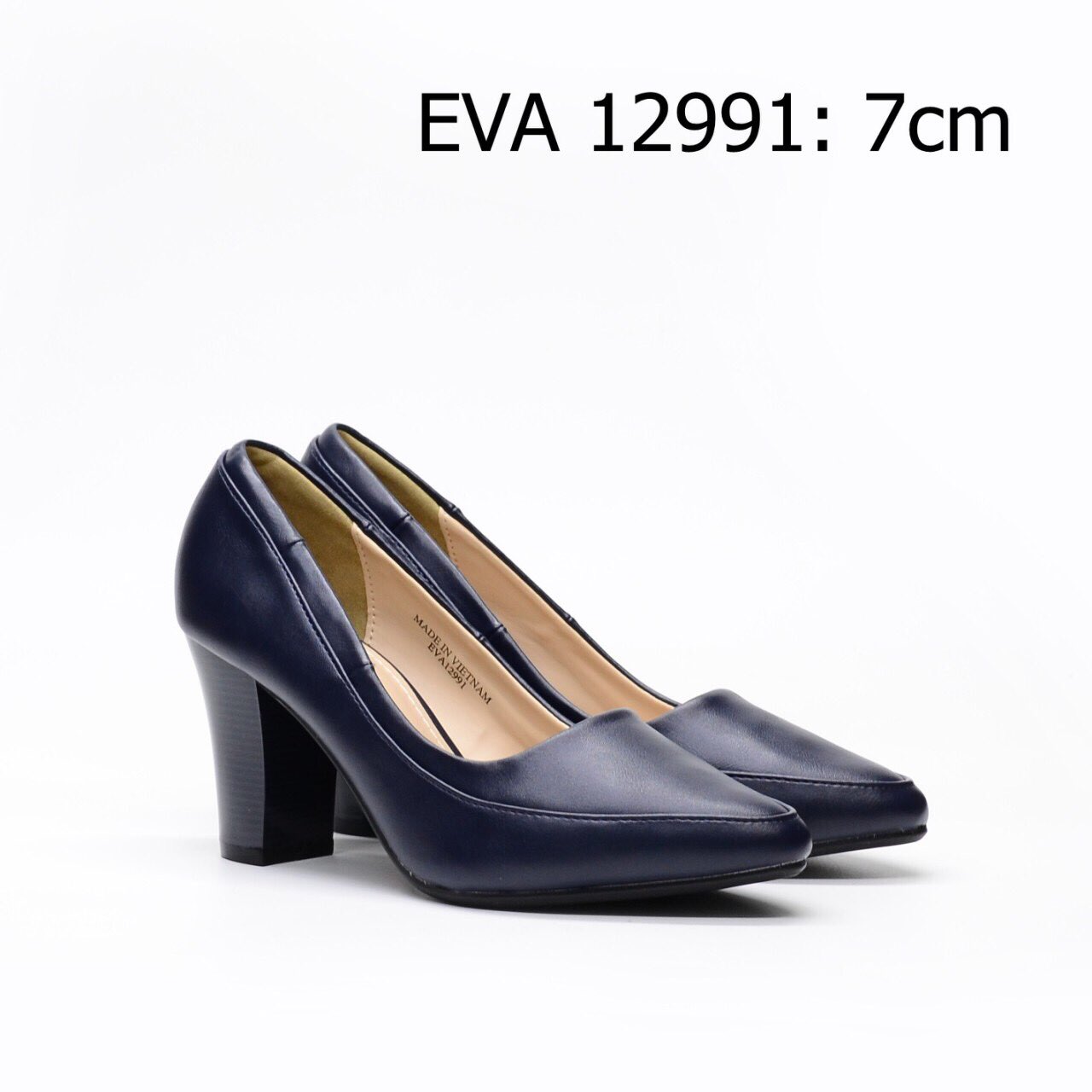Giày bít mũi thanh lịch EVA12991 thiết kế đế vuông cao 7cm